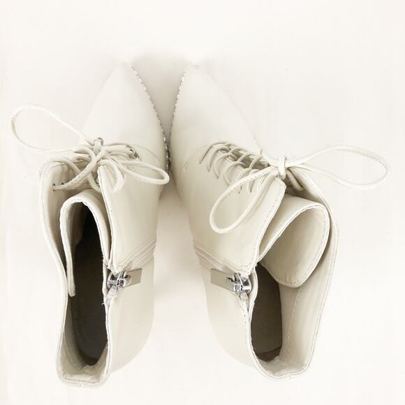 BCBGeneration Womens Haxah Ankle Bootie Size 6.5 Cream Pointed Toe Lace-Up NWOB - Picture 8 of 12